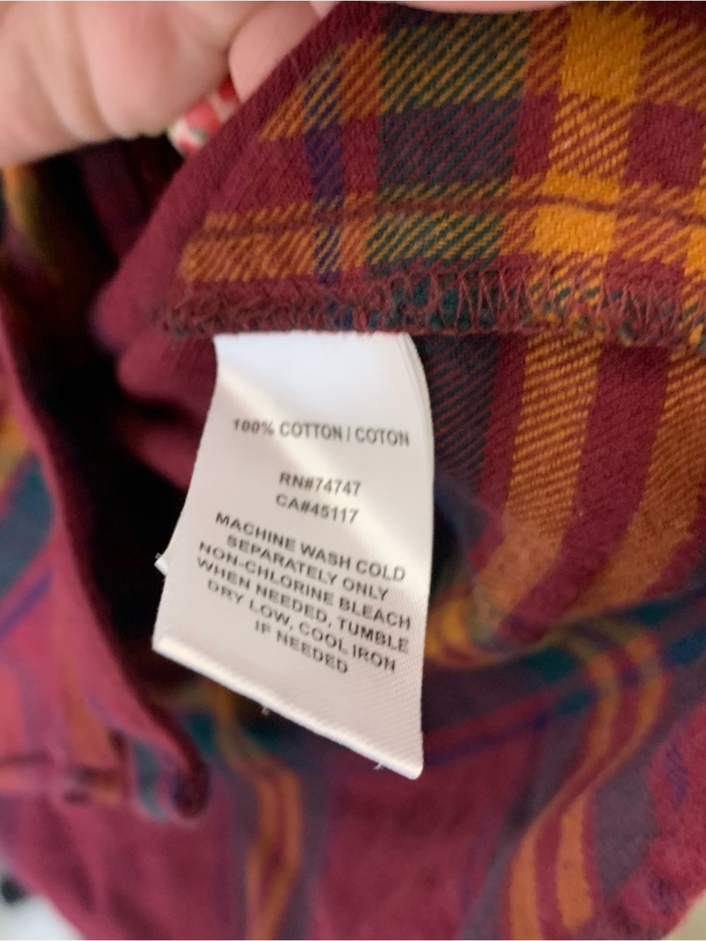 Natural Reflections Maroon Plaid Button-Up Shirt Stripes Size L - Picture 5 of 6
